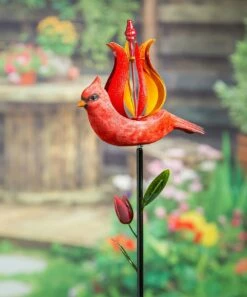 Best reviews of 🔔 Evergreen Red Cardinal Floral Wind Spinner Garden Stake 😀