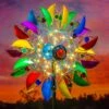 Best Pirce 💯 Evergreen Blue & Yellow Radiant Jewel Light-Up Solar Pinwheel Garden Stake 🔔