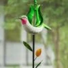 Cheapest ✨ Evergreen Green Hummingbird Floral Wind Spinner Garden Stake 👏