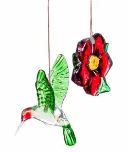 Hot Sale ⌛ Evergreen Red & Green Hummingbirds & Flowers Color Changing Solar Mobile 👏 -Outlet Evergreen Shop zu104071094 alt 2 tm1653511680