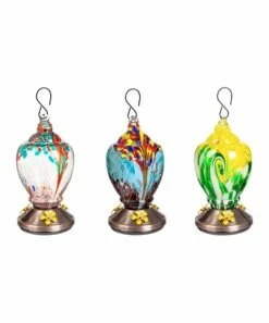 Budget 🎁 Evergreen Red Dipped Art Glass Hummingbird Feeder 💯 -Outlet Evergreen Shop zu104071096 alt 1 tm1647296490