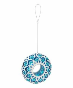 Coupon 👏 Evergreen Blue Circle Mosaic Glass Bird Feeder 🔔
