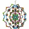 New 🔔 Evergreen Blue & Pink Mandala Flower 3D Optical Illusion Hanging Wind Spinner ⌛