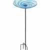 Best Sale ⭐ Evergreen Blue Swirl Glass Stake Birdbath ⭐