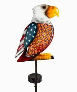 Buy 🛒 Evergreen White & Brown Eagle Solar Garden Stake 👍