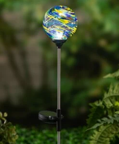 Hot Sale π Evergreen Turquoise Swirl Solar Garden Stake π