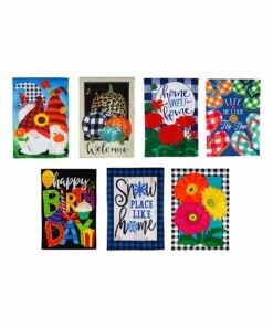 Promo 😀 Evergreen Blue & Multicolor Four-Season 'Home' Flags - Set Of 7 💯