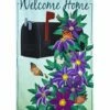 Best Sale 😉 Evergreen Blue & Purple 'Welcome Home' Floral Mailbox Garden Flag 🎁