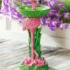 Promo 🛒 Evergreen Pink & Green Flamingo Pedestal Bird Bath 🔔