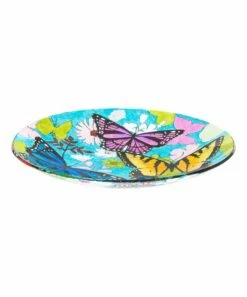 Discount ⌛ Evergreen Blue Bountiful Butterfly Glass Birdbath & Stand Set 👏 -Outlet Evergreen Shop zu105387322 alt 2 tm1653511839