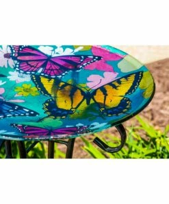 Discount ⌛ Evergreen Blue Bountiful Butterfly Glass Birdbath & Stand Set 👏 -Outlet Evergreen Shop zu105387322 alt 3 tm1653511839