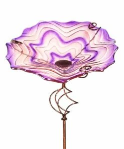 Wholesale ⌛ Evergreen Purple Swirl Glass Birdbath & Garden Stake Set ✔️