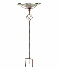 Outlet ⌛ Evergreen Purple & Green Glitter Glass Birdbath & Garden Stake Set 🤩 -Outlet Evergreen Shop zu105387332 alt 1 tm1653511839