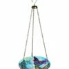 New 👍 Evergreen Blue Bountiful Butterfly Hanging Glass Birdbath ✔️