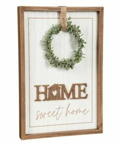 Best reviews of ✨ Evergreen Brown & White 'Home Sweet Home' Wreath Wall Sign 🌟