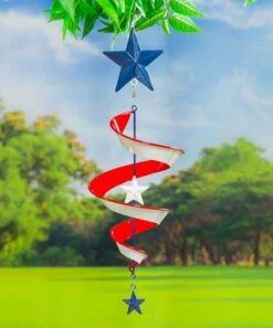 Flash Sale 😉 Evergreen Red & White Stars & Stripes Hanging Wind Spinner ✔️