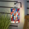 New 🧨 Evergreen Red & Blue Solar Americana Stained Glass Finish Lantern 😉