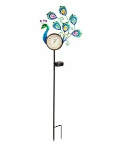 Outlet 🤩 Evergreen Blue Solar Peacock Thermometer Garden Stake 😀 -Outlet Evergreen Shop zu105972694 alt 1 tm1657632600