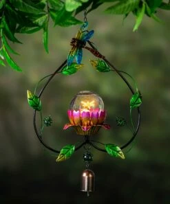 Best Sale ✨ Evergreen Green & Purple Solar Dragonfly Hanging Garden Décor ⭐