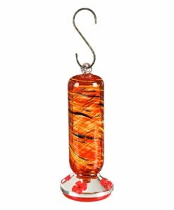 Outlet 👏 Evergreen Oranged Stripe Glass Hummingbird Feeder ❤️