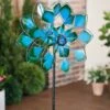 New ❤️ Evergreen Blue & Green Diamond Petal Midi Wind Spinner ✨