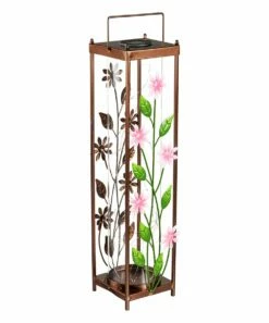 Deals 🌟 Evergreen Pink Wildflowers Solar Lantern ⌛