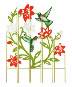 Best Sale 💯 Evergreen Red & Green Hummingbirds Garden Stake Set ⌛