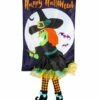 Flash Sale 😉 Evergreen Purple 'Happy 🧛 Halloween' Flying Witch Feet-Accent Outdoor Flag ✔️
