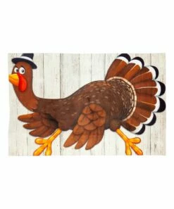 Best Sale 🔥 Evergreen Brown Sneeking Turkey Door Mat 🌟 -Outlet Evergreen Shop zu106021074 alt 1 tm1653675348