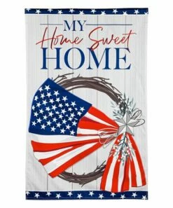 Cheapest 🎉 Evergreen White & Red 'My Home' American Flag Wreath Outdoor Flag ⭐