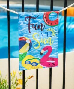 Best reviews of 👍 Evergreen Blue & Pink 'Fun In The Sun' Pool Appliqué Outdoor Flag 🎁