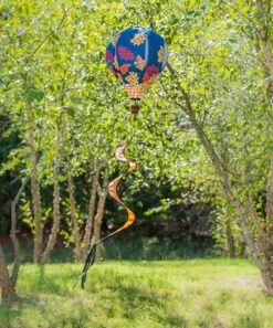 New 🎉 Evergreen Blue & Yellow Falling Leaves Balloon Wind Spinner 😉
