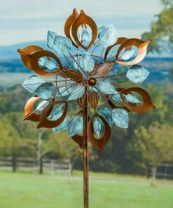 Wholesale π― Evergreen Coppertone & Verdigris Lotus Petals Wind Spinner π―
