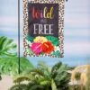 Flash Sale 🥰 Evergreen Black & White Leopard 'Wild & Free' Floral Outdoor Flag 🛒