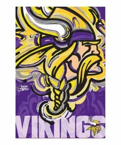 Promo ✔️ Evergreen Purple & Yellow Minnesota Vikings Justin Patten Suede Outdoor Flag 👏