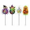 Coupon 🤩 Evergreen Purple & Green 🦇 Halloween Icons Kinetic Garden Stake - Set Of Four 😍
