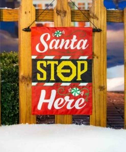 Discount 👏 Evergreen Red 'Santa Stop Here' Appliqué Outdoor Flag ✔️ -Outlet Evergreen Shop zu106330138 alt 2 tm1659638410