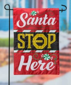 Discount 👏 Evergreen Red 'Santa Stop Here' Appliqué Outdoor Flag ✔️