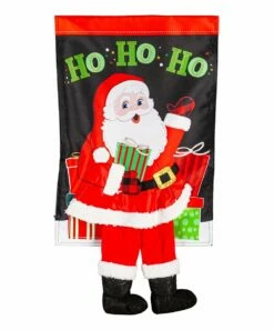 Best Sale 🌟 Evergreen Red 'Ho Ho Ho' Santa Kicking Outdoor Flag ❤️
