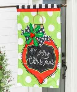 Best Sale ✨ Evergreen Green 'Merry 🎄 Christmas' Ornament Appliqué Outdoor House Flag 👏