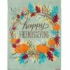 Flash Sale ⭐ Evergreen Dusty Teal 'Happy Friendsgiving' Wreath Garden Flag 🌟