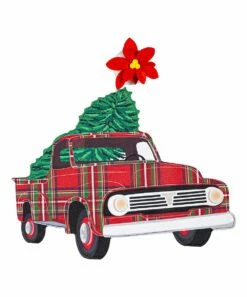 Outlet 🎉 Evergreen Red Plaid 🎁 Christmas Truck LED Window Décor 🤩 -Outlet Evergreen Shop zu106339563 alt 2 tm1657199474