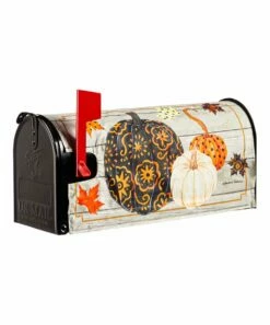 Deals 🌟 Evergreen Cream & Orange Pumpkins Mailbox Cover ❤️