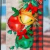 Best Pirce 🎁 Evergreen Red & Green Plaid ❄ Christmas Bell Trio Burlap Outdoor Flag 😀