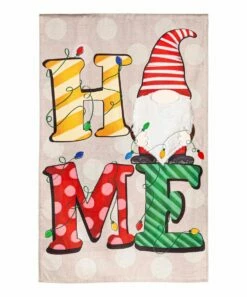 Cheap 🌟 Evergreen Beige 'Home' Gnome & Holiday Lights Burlap Outdoor Flag 🛒 -Outlet Evergreen Shop zu106339603 alt 1 tm1659637020