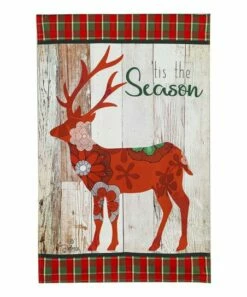 Buy 🤩 Evergreen Red & Beige 'Tis The Season' Reindeer Garden Flag 😀