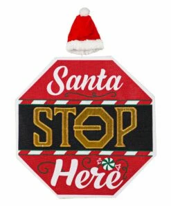 Best deal 😍 Evergreen Red 'Santa Stop Here' Stop Sign LED Window Décor 🎉 -Outlet Evergreen Shop zu106339794 alt 2 tm1657199474