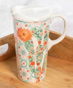 Brand new β¨ Evergreen Green & Orange Desert Cactus Floral 17-Oz. Travel Mug π₯