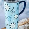 Deals 🛒 Evergreen Light Blue Snowflake Travel Mug & Box Set 🧨