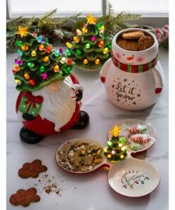 New 🥰 Evergreen Red & Green LED Light-Up Gnome Cookie Jar 🎁 -Outlet Evergreen Shop zu106368074 alt 3 tm1659652378